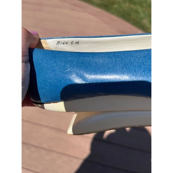 Vtg Herbert Levine KABUKI Shoes 60’s Robin Egg Blue White Leather Platform 5 - Picture 10 of 10